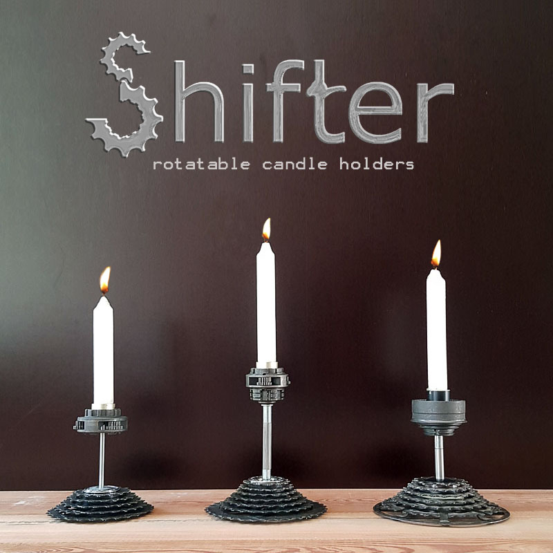 Shifter- einzigartige Kerzenständer aus Fahrradteilen Recycling + Upcycling = nachhaltige Designer-Möbel + Accessoires aus Leipzig